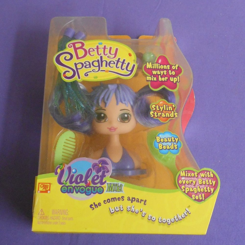 Betty Spaghetty 2007 Violet En Vogue Miki Head Doll Rare Ohio Art Company New